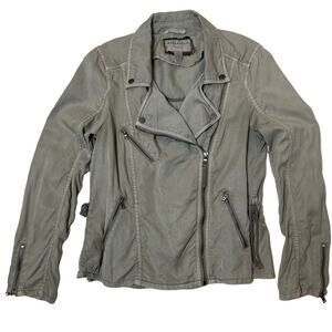 Marrakech Anthropologie Muted Green Moto Jacket Size Small